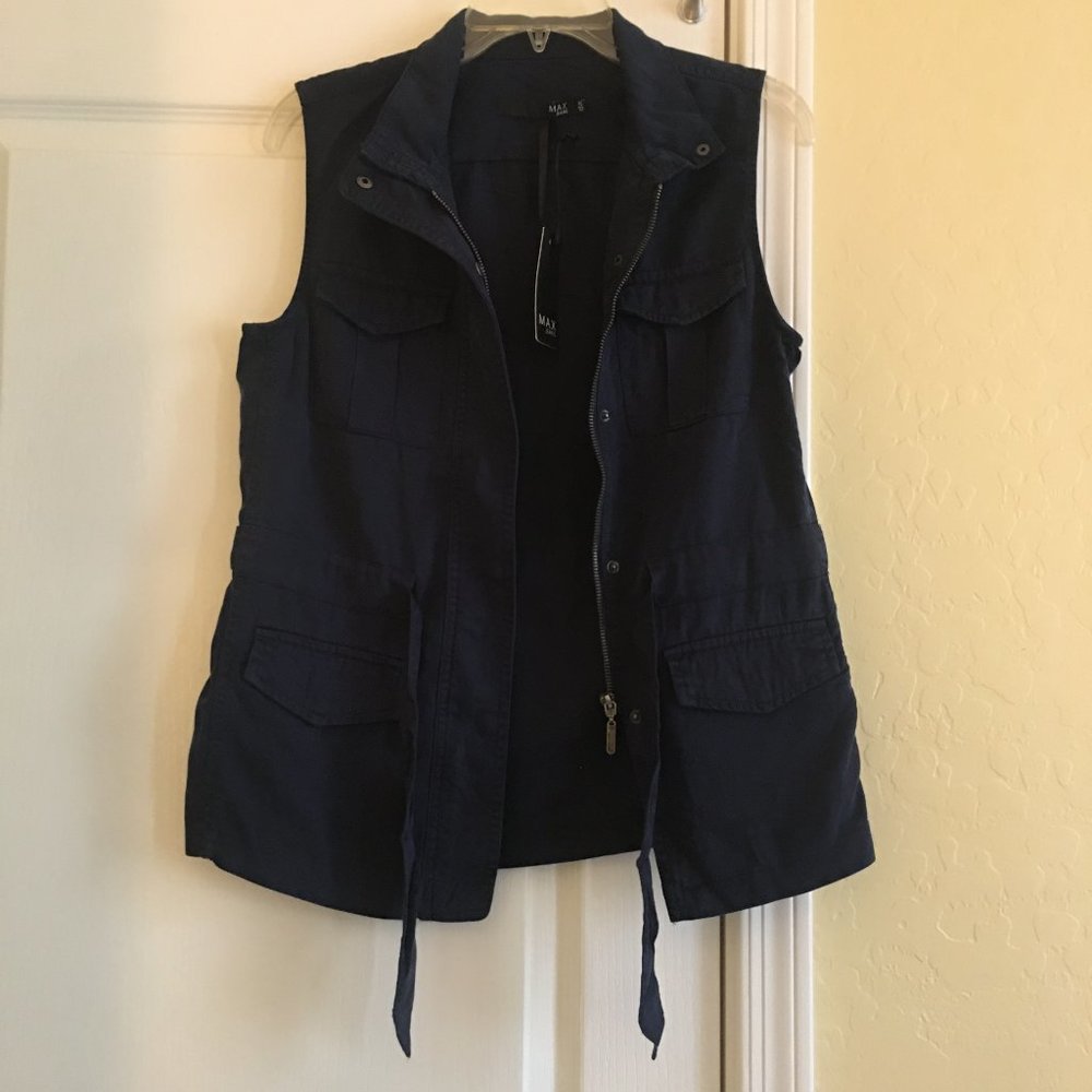 Max Jeans Navy Utility Style Vest